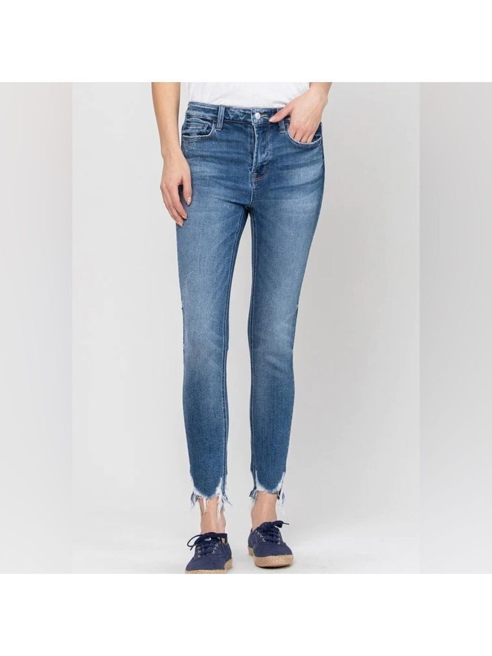 VERVET by Flying Monkey High Rise Frayed Ankle Skinny Jeans